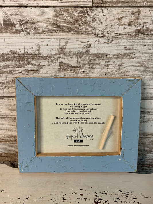 5x7 pale periwinkle Reclaimed wood frame