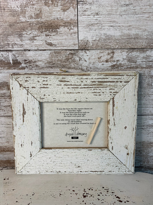 5x7 wide white chippy Reclaimed wood frame