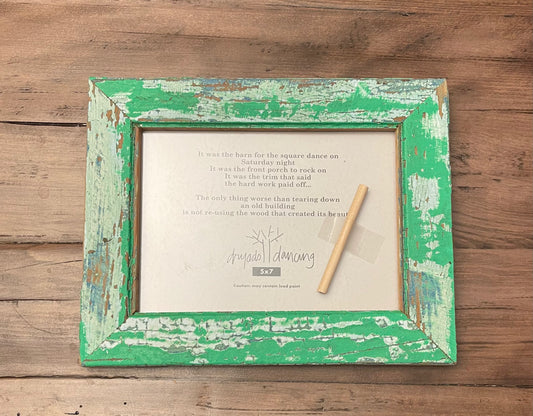 5x7 Gumdrop Green Reclaimed wood frame