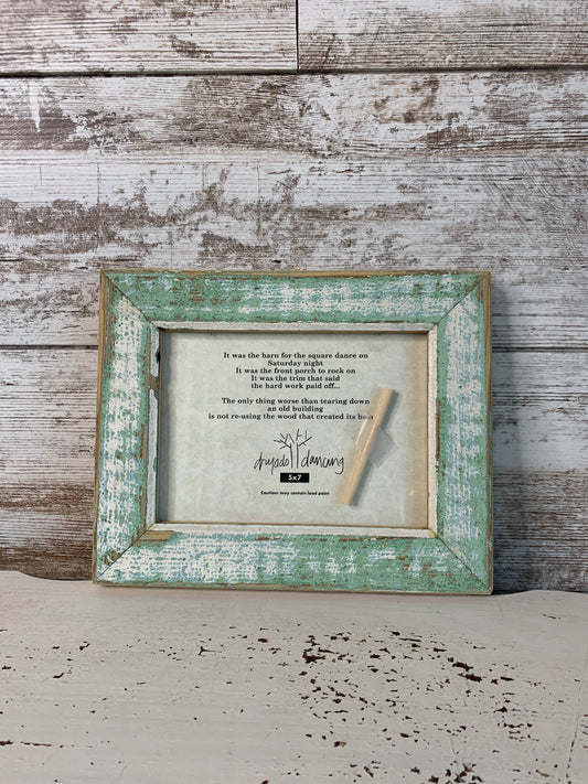 5x7 Mint/Blue/White  Reclaimed wood frame